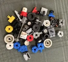 LEGO 1 Pound Bulk Auto Tires And 2 Racers 4X6 Blue & Orange Wheels & Tricycle