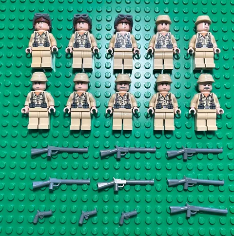 LEGO Minifigures Lot of 10 Tan Uniform German soldiers Indiana Jones