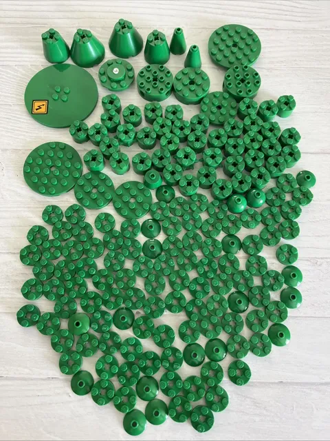 LEGO LOT GREEN 168 PCS 2X2 4X4 ROUND CONE PLATE BRICK VARIETY BUILDING PIECES