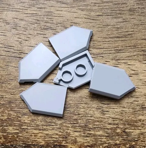 LEGO Light Bluish Gray Tile, Modified 2 x 3 Pentagonal. QTY 5. Part No. 22385.