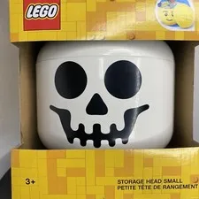 NEW LEGO Skeleton Small Storage Head Skull Container Halloween Candy Bowl 6x7.5"