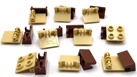 Lego 10 New Tan and Reddish Brown Hinges