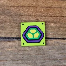 LEGO Tile 2 x 2 Dark Purple &Yellow Hexagonal Lex Luthor Power Suit 3068pb0998