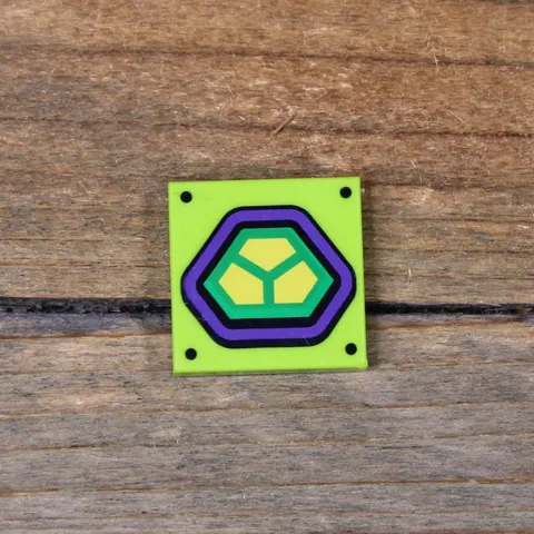LEGO Tile 2 x 2 Dark Purple &Yellow Hexagonal Lex Luthor Power Suit 3068pb0998
