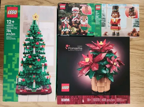 Lego Sets x4 Christmas Lot 40640 10370 40573 40642 Tree Poinsettia Ornaments +