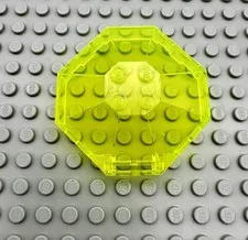 Lego Trans-Neon Green Windscreen 6 x 6 Octagonal Canopy without Axle Hole 2418a