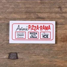 LEGO TMNT Tile 2 x 4 with 'Antonio's PIZZA-RAMA' Advertising Pattern 87079pb0161