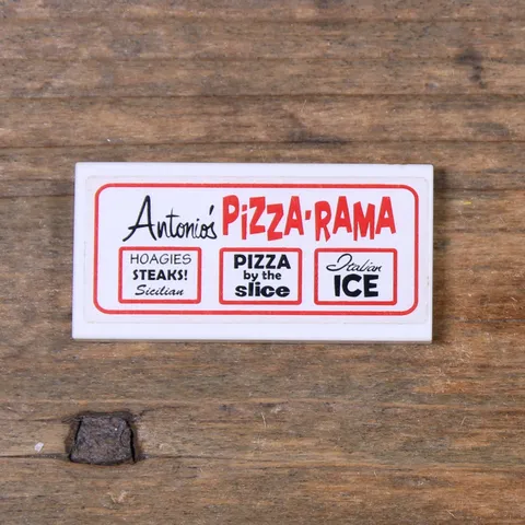 LEGO TMNT Tile 2 x 4 with 'Antonio's PIZZA-RAMA' Advertising Pattern 87079pb0161
