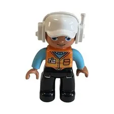 Lego Duplo Construction Worker Figure w/ Headset Helicopter Pilot