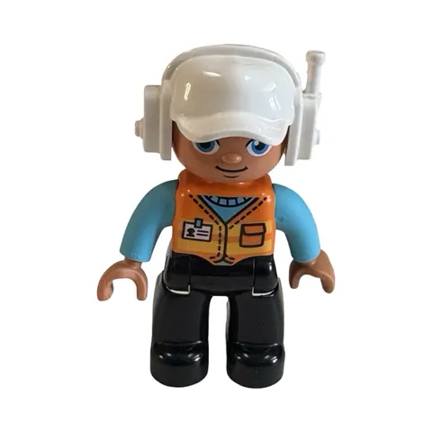 Lego Duplo Construction Worker Figure w/ Headset Helicopter Pilot