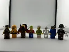 LEGO Minifigures Lot of 7 w/ Accessories Including Skeleton Minifigure