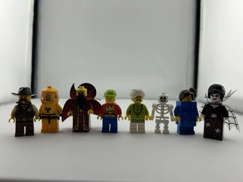 LEGO Minifigures Lot of 7 w/ Accessories Including Skeleton Minifigure