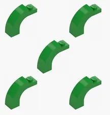 5 New LEGO Bright Green 1x3x2 Curved Top Arch Bricks round rounded 92903 6366709