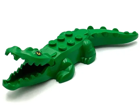 Lego New Green Alligator Crocodile with 20 Teeth Yellow Eyes Piece