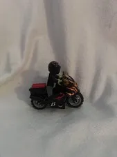 LEGO Black Motorcycle w/ Rider Minifigure Flame Decals Number 13