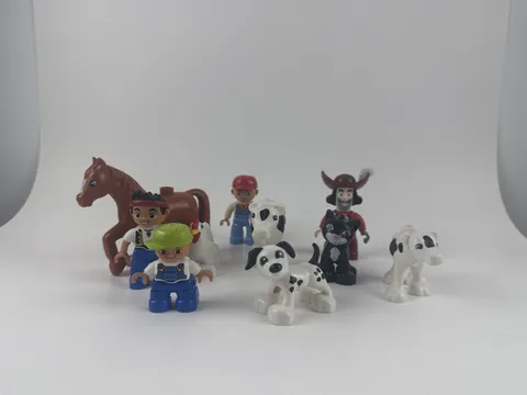 Lot 10 Lego Duplo Figures including Captain Hook, Peter Pan, Horse, Cow, Chicken