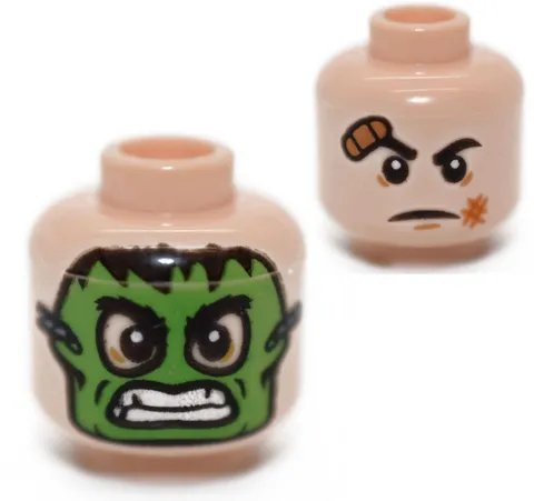 LEGO Light Nougat Minifigure Head Green Hulk Mask Bruised 76082 Robber 6197075
