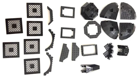 LEGO Black Specialized Parts Lot - Cockpit Octagonal Plates Grilles Arches Speci