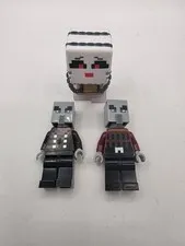 LEGO Minecraft Illager Minifigure Lot 2x With Mini Ghast Figure 