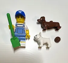 LEGO Dog Sitter Series 19 w/ Green Shovel Dog & Accessories