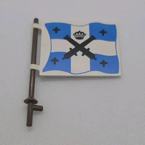 LEGO Pirates Printed Flag Banner Blue/White on Brown Pole 1 Piece