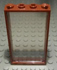 Lego Window 1x4x6 New Brown with Transparent Disc