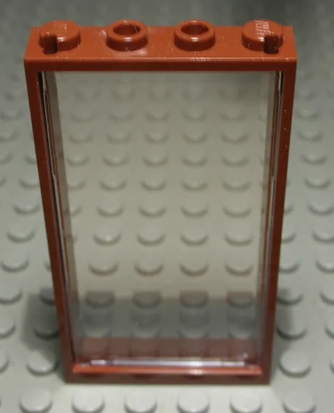 Lego Window 1x4x6 New Brown with Transparent Disc