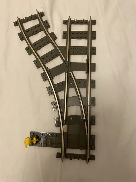 Lego 2861 2861c01 75542 Dark Gray Train Track 9V Switch Point Left Complete VTG