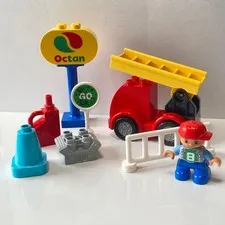 LEGO Duplo Vehicle Blocks Bulk Lot Gas Station Fire Truck