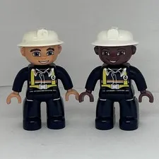 LEGO DUPLO Fireman Firefighter Fire Chief Figures African American Caucasian A10