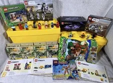 Lego bundle 2 lego storage boxes, 12 figures 2 Star Wars sets, racing set & more