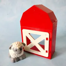 Lego Duplo Sheep + Red Barn Blocks Bricks Door Farm Animal Lot C4