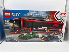 LEGO CITY F1 Truck with RB20 & AMR24 F1 Cars 60445 Complete Set 1086 Pieces New