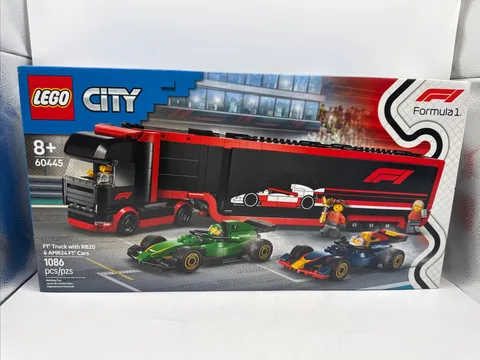LEGO CITY F1 Truck with RB20 & AMR24 F1 Cars 60445 Complete Set 1086 Pieces New