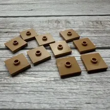 LEGO Parts 87580 (10pcs) Plate 2x2 Groove & Stud Center (Jumper) Medium Nougat