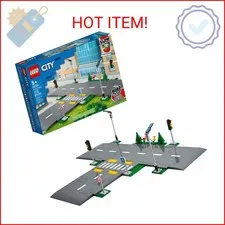 LEGO City Road Plates 60304 - Building Toy Set, Featuring Traffic Lights, Trees,