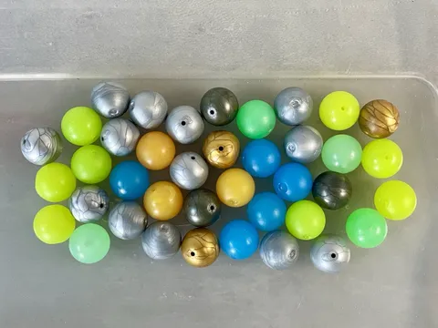 LEGO Bionicle Zamor Sphere Balls 54821 Lot of 39 Green Blue Grey Silver Yellow