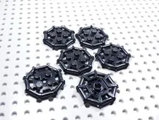 LEGO Lot of 6 Black 2x2 Plates w/ Octagonal Bar Frame BV