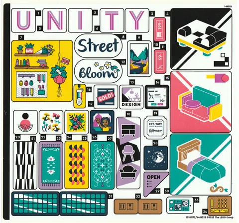 LEGO STICKER SHEET ONLY 41732 DOWNTOWN FLOWER & DESIGN STORES from set New