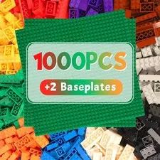 Clamping Blocks Set with 1000 Bricks and 2 Base Plates - Building Blocks Compatible...