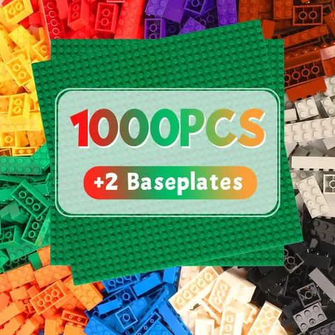 Clamping Blocks Set with 1000 Bricks and 2 Base Plates - Building Blocks Compatible...