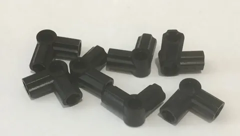 LEGO  7 Black Technic, Axle and Pin Connector Angled #6 - 90 degrees