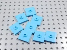 LEGO Lot of 8 Medium Azure 2x2 Smooth Plates w/ Stud in Center BE