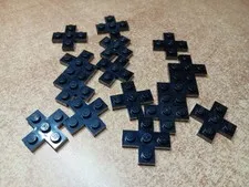 LEGO BULK LOT OF 15 BLACK 3X3 MODIFIED CROSS PLATE #15397