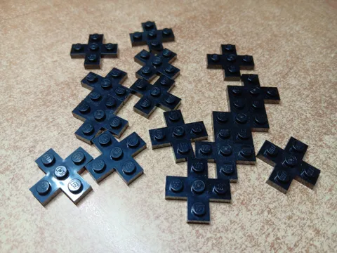 LEGO BULK LOT OF 15 BLACK 3X3 MODIFIED CROSS PLATE #15397