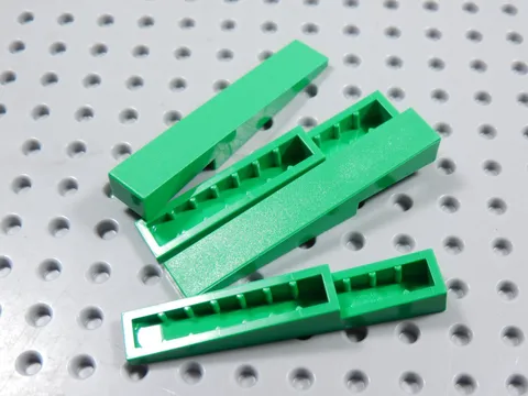 LEGO Lot of 4 Bright Green 6x1x1 Slopes Bricks w/ Cutout Part 4569 BM