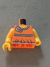 LEGO Female Minifig Blue & ORANGE TORSO - Girl Flower Halter Top Shirt Upper