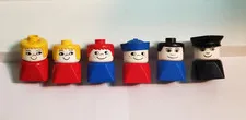 Duplo Lego Vintage Chunky Square Base People Lot of 6 Figures