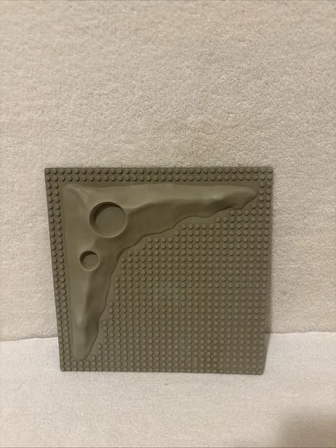 Vintage 1980s  LEGO Base Plate – Lunar Space Crater Moon Raised, Gray – 3947a