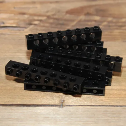 LEGO 3702 Black Technic Brick 1 x 8 with Holes Qty 10